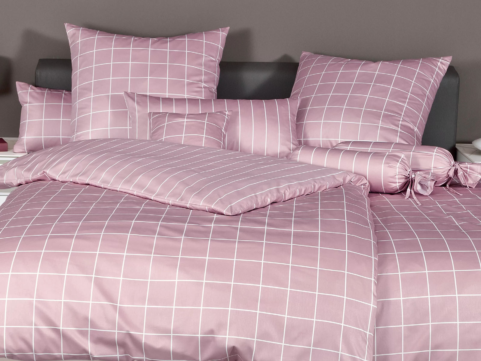 Pościel Janine Modern Classic Check Pink 155x200