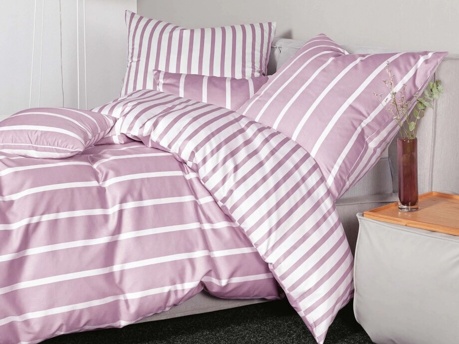 Pościel Janine Modern Classic Stripes Pink 155x200